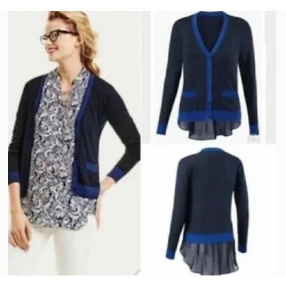 CAbi 5016 'Michelle' Navy Blue Cardigan Sweater Size Large - Picture 1 of 7